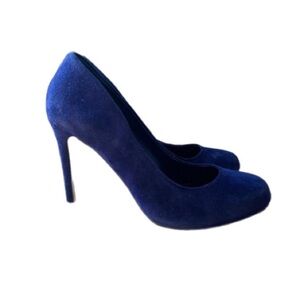 Blue Suede Leather High Heel Shoes